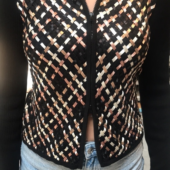 Vintage 90's Austin Reed Classic Silk Ribbed Cardigan Sweater Size M - Picture 7 of 12